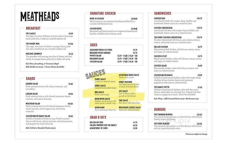 Meat Heads Takeout - Hawley, PA menu_pic