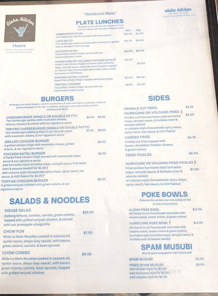 Aloha Kitchen - Florence, SC menu_pic
