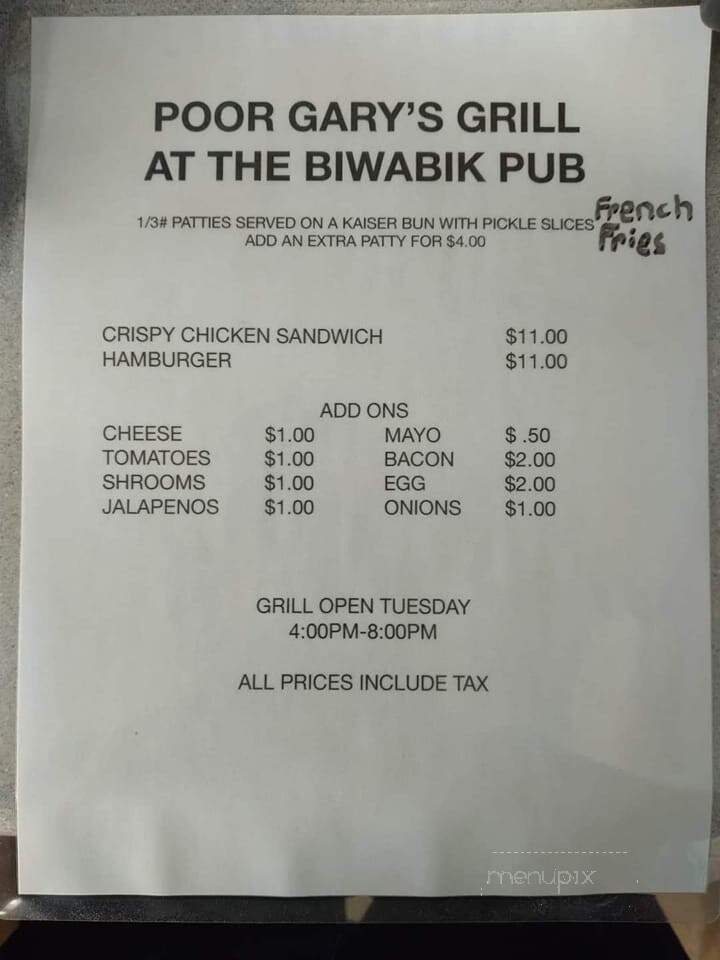 Pub - Biwabik, MN menu_pic