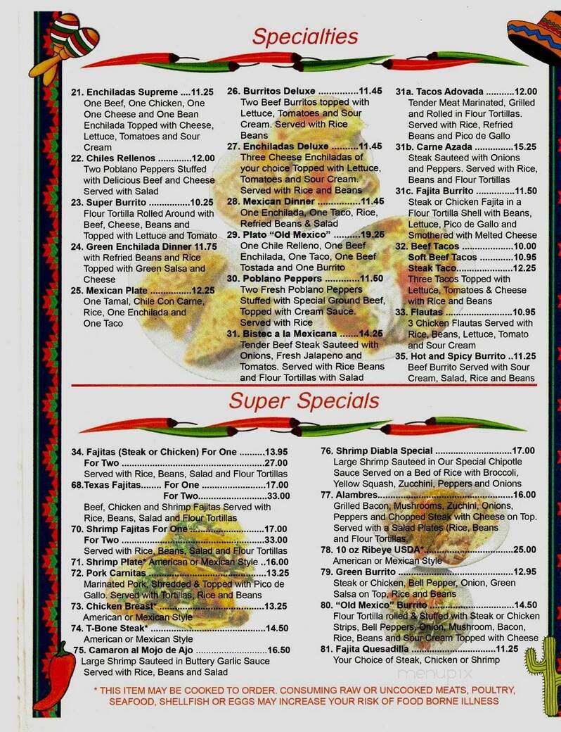 Old Mexico - Perry, FL menu_pic