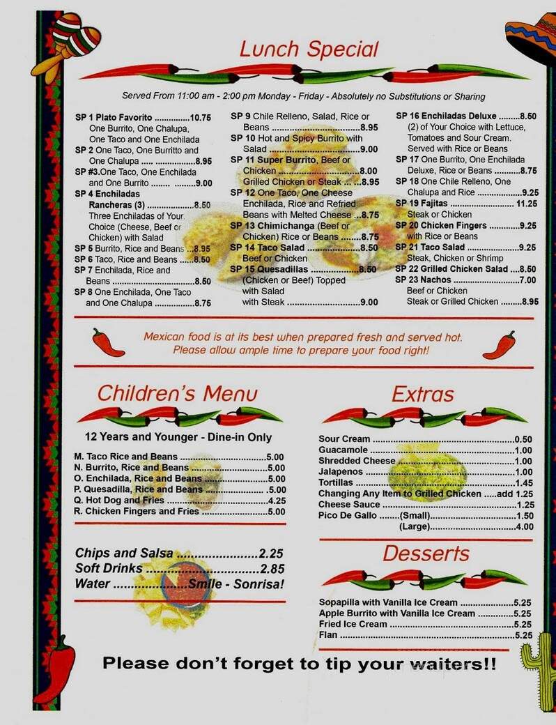 Old Mexico - Perry, FL menu_pic