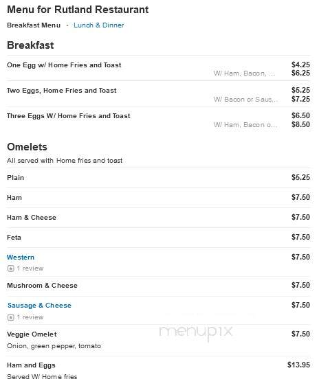 Rutland Restaurant - Rutland, VT menu_pic