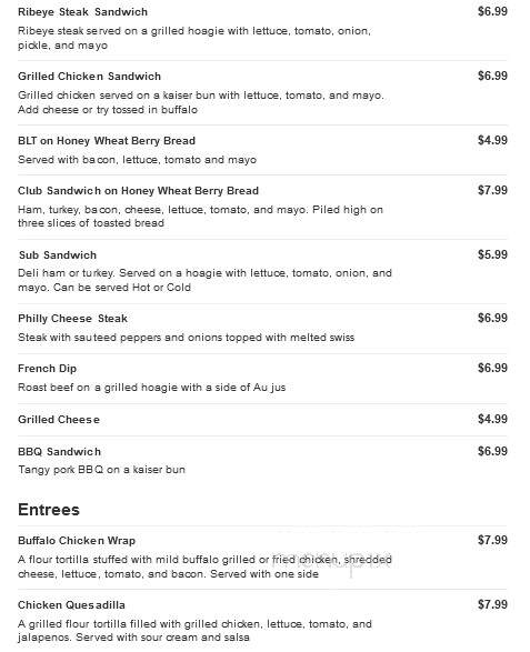 Malibu Pub & Grille - Lexington, KY menu_pic