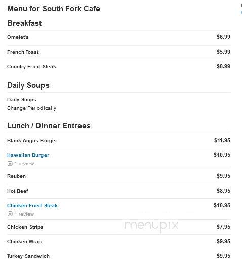 South Fork Cafe - Stites, ID menu_pic