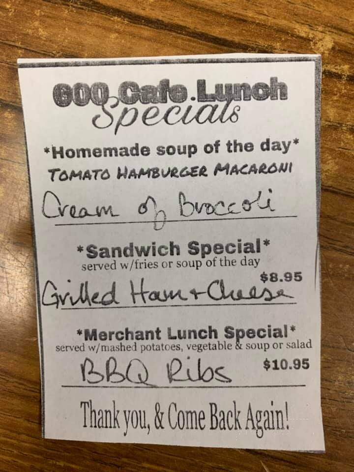600 Cafe - Miles City, MT menu_pic