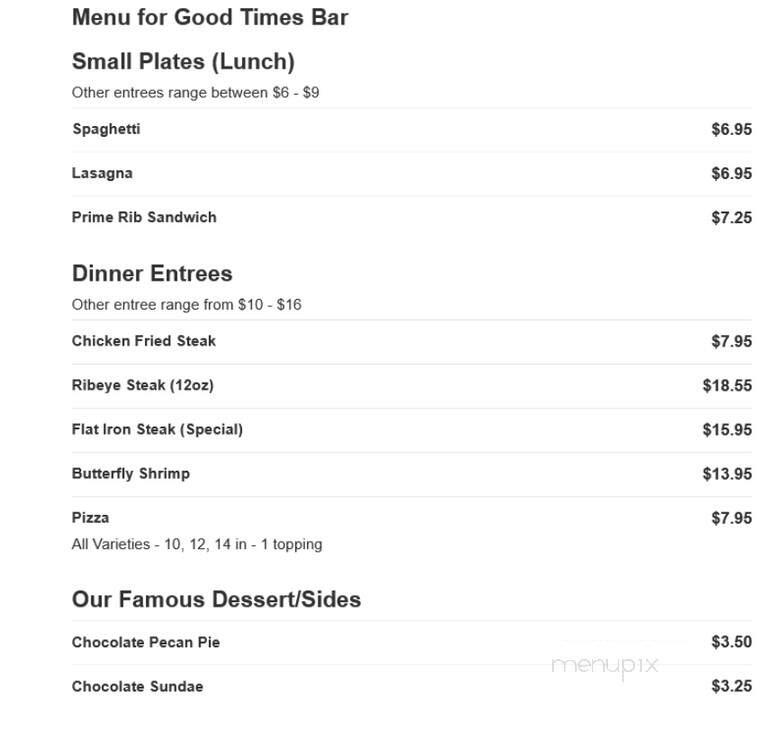 Good Times Bar - Wauneta, NE menu_pic