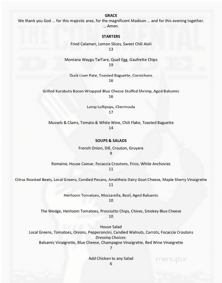 Continental Divide Restaurant - Ennis, MT menu_pic