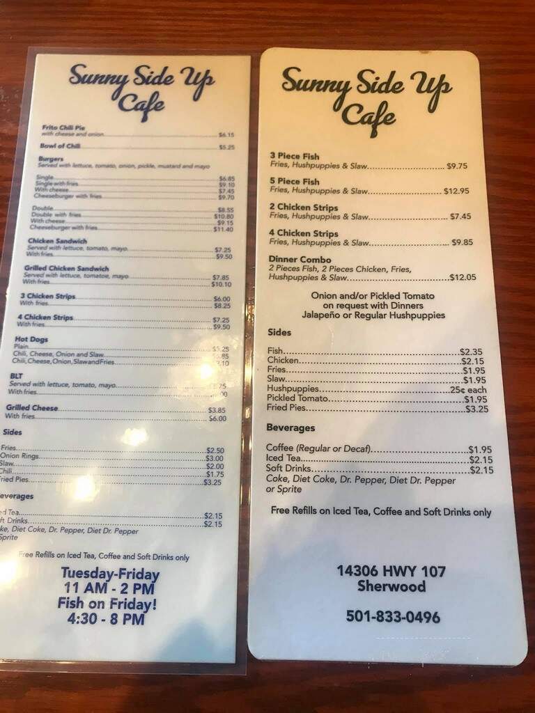 Sunny Side Up Cafe - Sherwood, AR menu_pic