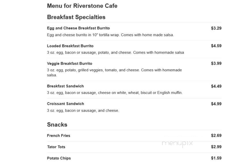 Riverstone Cafe - Dallas, TX menu_pic