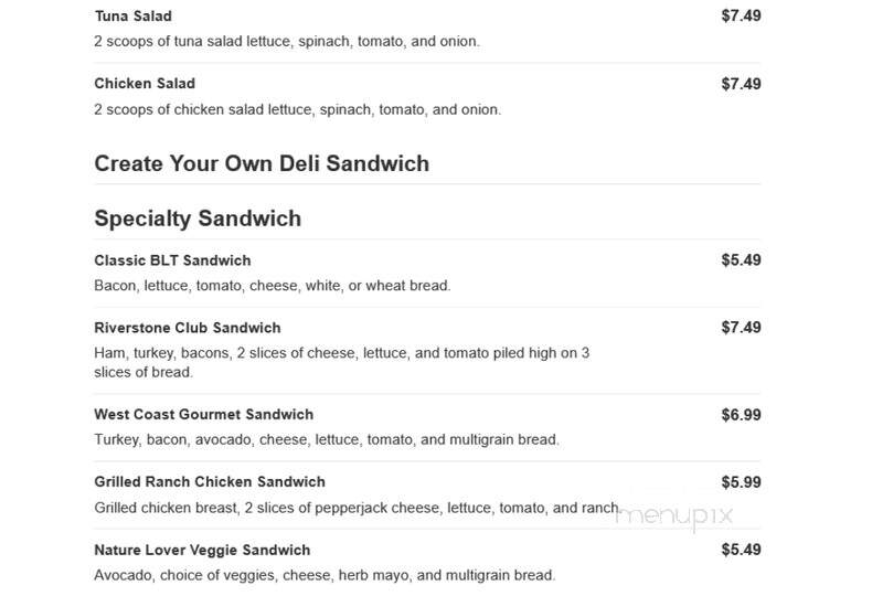 Riverstone Cafe - Dallas, TX menu_pic
