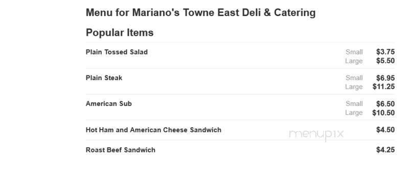 Mariano's Towne East Deli - Coatesville, PA menu_pic