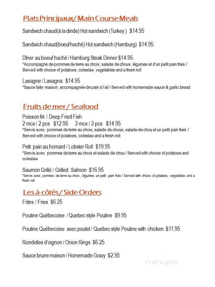 Lighthouse Restaurant - Shediac, NB menu_pic