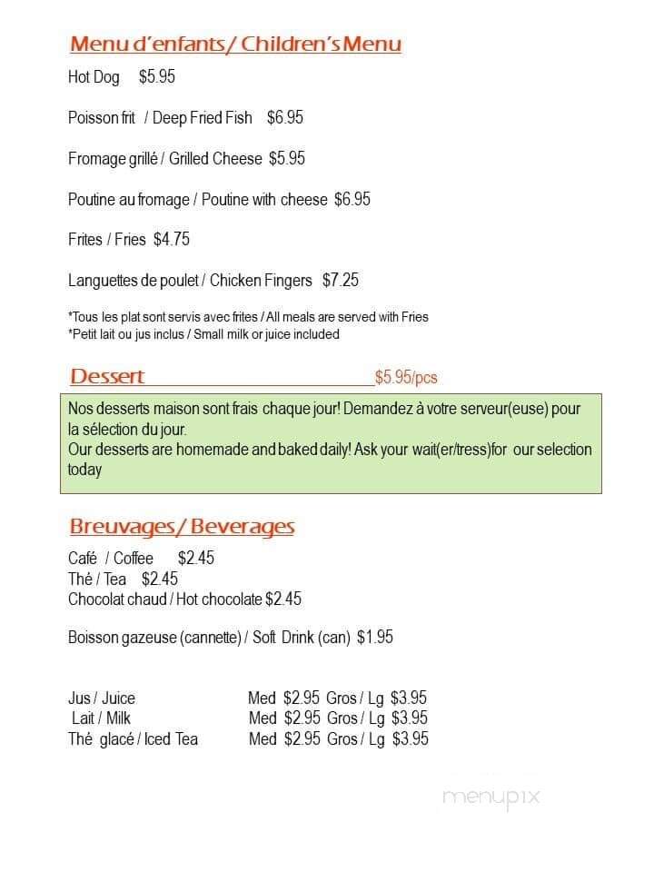 Lighthouse Restaurant - Shediac, NB menu_pic