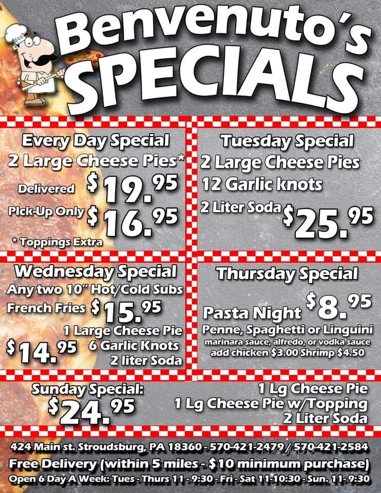Benvenuto Pizza and Italian Family Restaurant - Stroudsburg, PA menu_pic