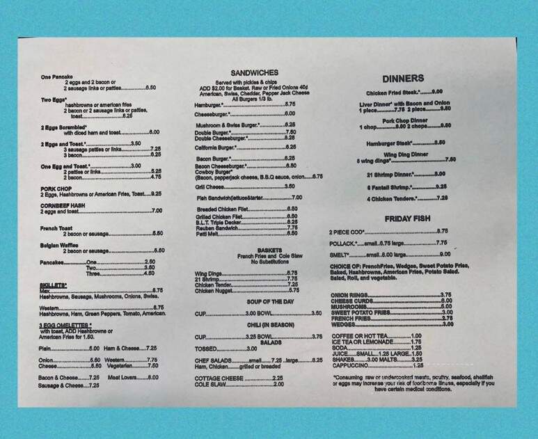 Merrillan Cafe - Merrillan, WI menu_pic