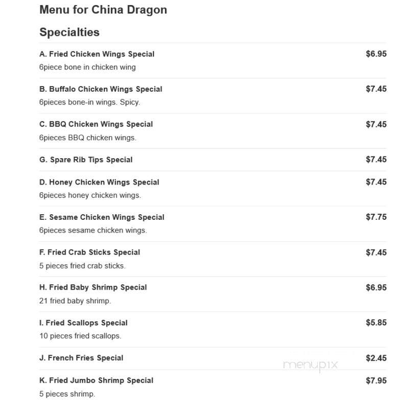 China Dragon - Danville, VA menu_pic