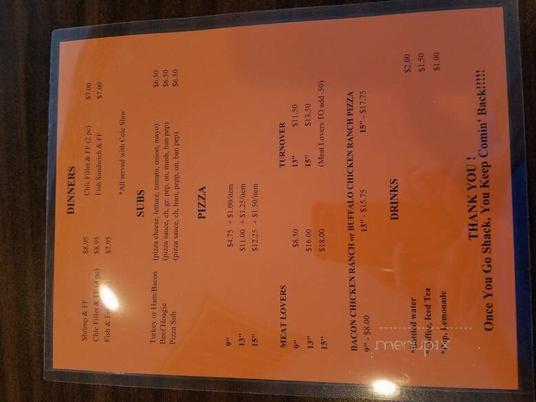 Shingle Shack Restaurant - Celina, OH menu_pic