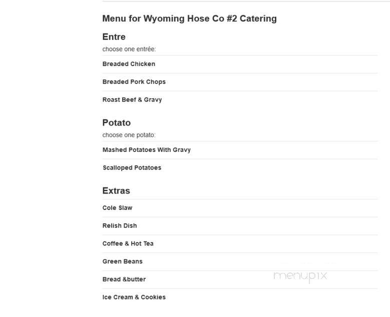 Wyoming Hose Co#2 Catering - Wyoming, PA