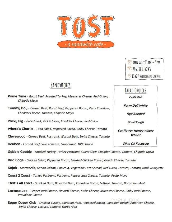Tost - Lakewood, OH menu_pic