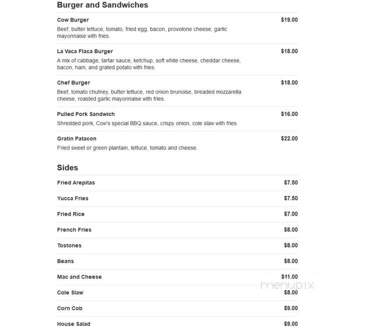Cow Steakhouse - Kissimmee, FL menu_pic