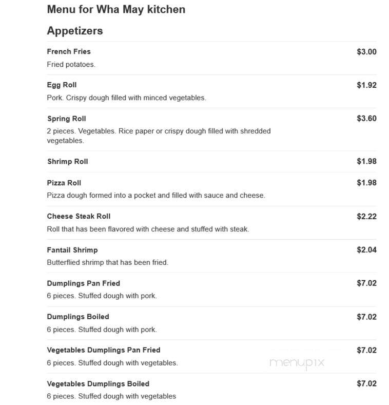 Wha May Kitchen - Florence, NJ menu_pic