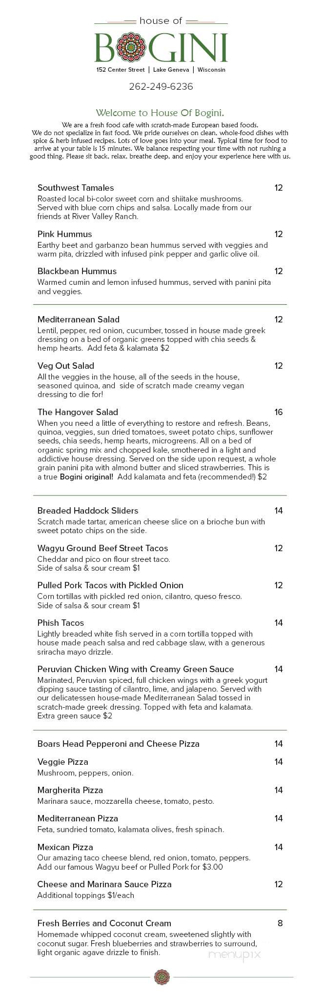 House of Bogini - Lake Geneva, WI menu_pic