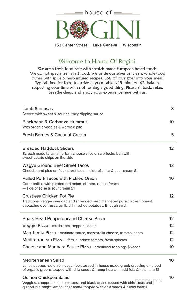 House of Bogini - Lake Geneva, WI menu_pic