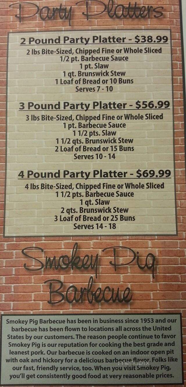 Smokey Pig Barbecue - Phenix City, AL menu_pic