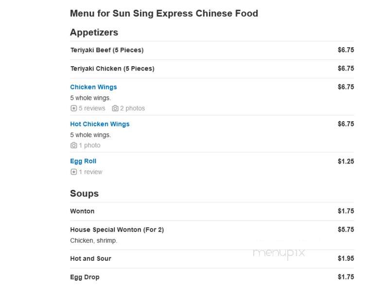 Sun Sing Express Chinese Food - Concord, NC
