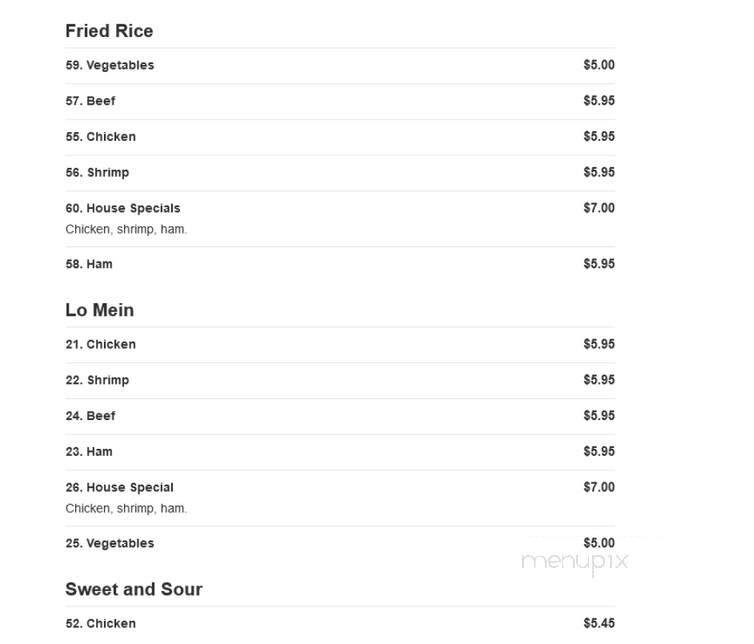 Sun Sing Express Chinese Food - Concord, NC menu_pic