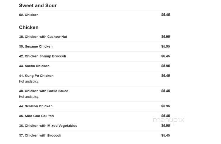 Sun Sing Express Chinese Food - Concord, NC menu_pic