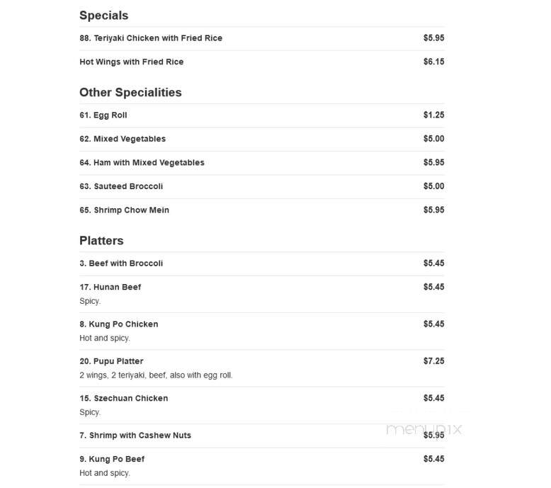 Sun Sing Express Chinese Food - Concord, NC menu_pic