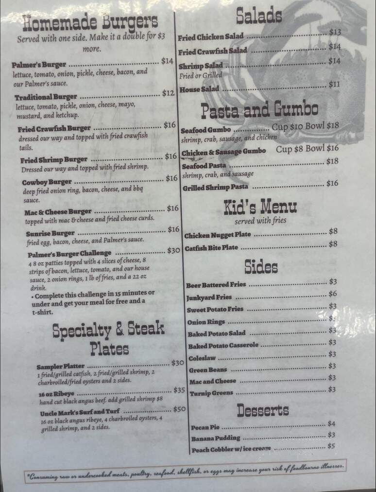 Palmers - Vicksburg, MS menu_pic