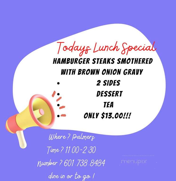 Palmers - Vicksburg, MS menu_pic
