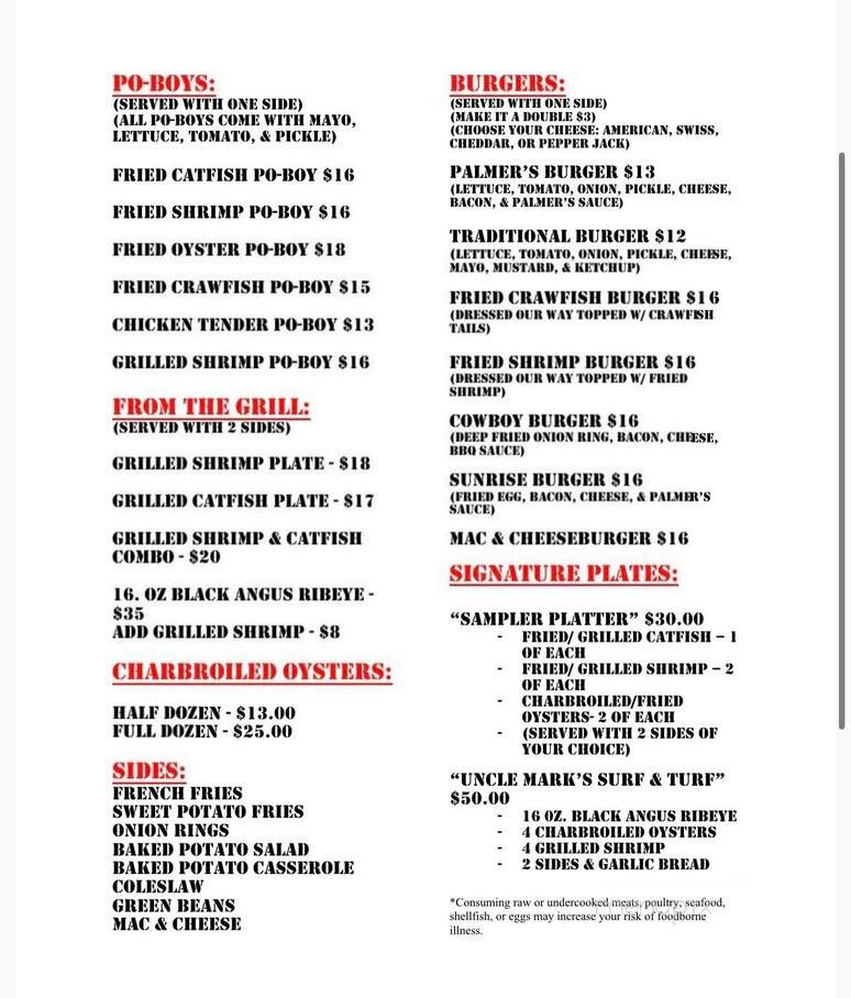 Palmers - Vicksburg, MS menu_pic