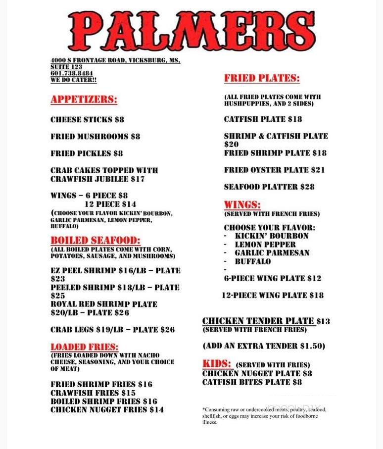 Palmers - Vicksburg, MS menu_pic