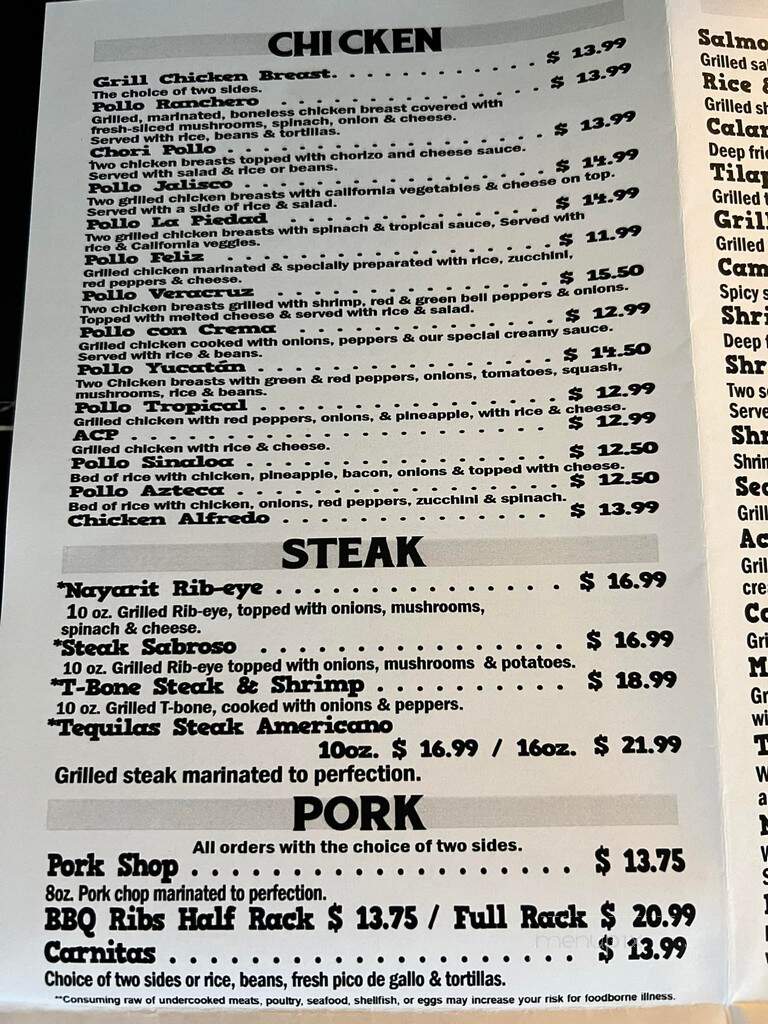 Tequila's Sports Bar and Grill - Martinsville, VA menu_pic
