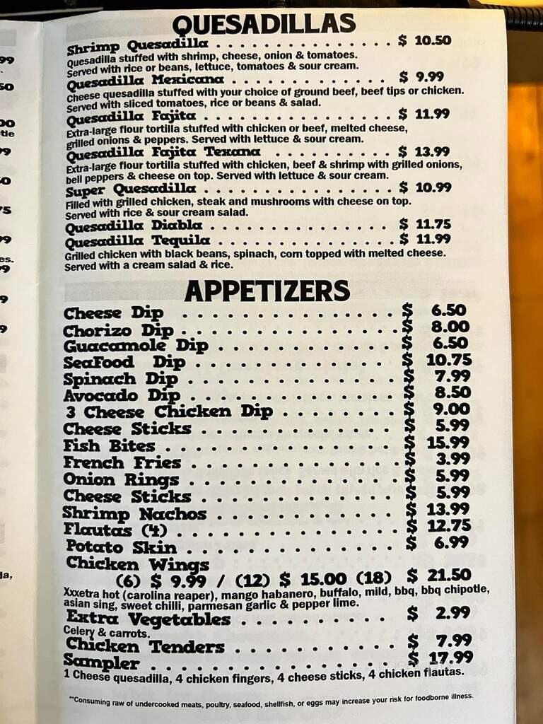 Tequila's Sports Bar and Grill - Martinsville, VA menu_pic