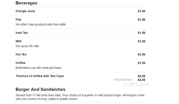 Duck In and Eat Restaurant - Blackduck, MN menu_pic