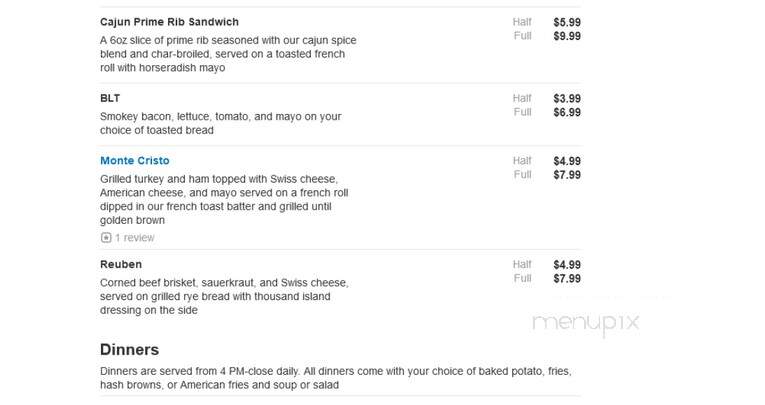 Duck In and Eat Restaurant - Blackduck, MN menu_pic