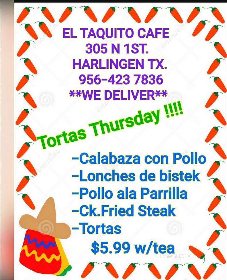 El Taquito Cafe - Harlingen, TX menu_pic