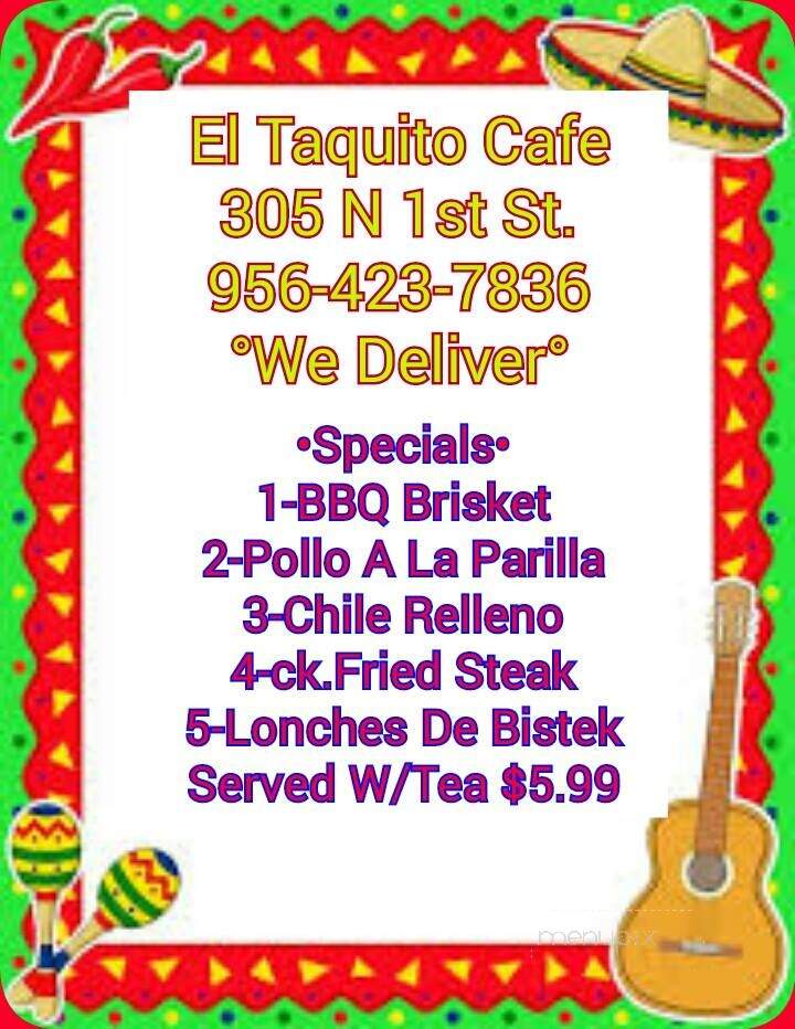 El Taquito Cafe - Harlingen, TX menu_pic