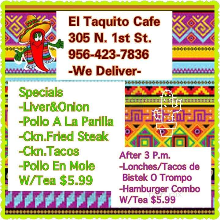 El Taquito Cafe - Harlingen, TX menu_pic