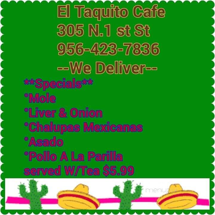El Taquito Cafe - Harlingen, TX menu_pic