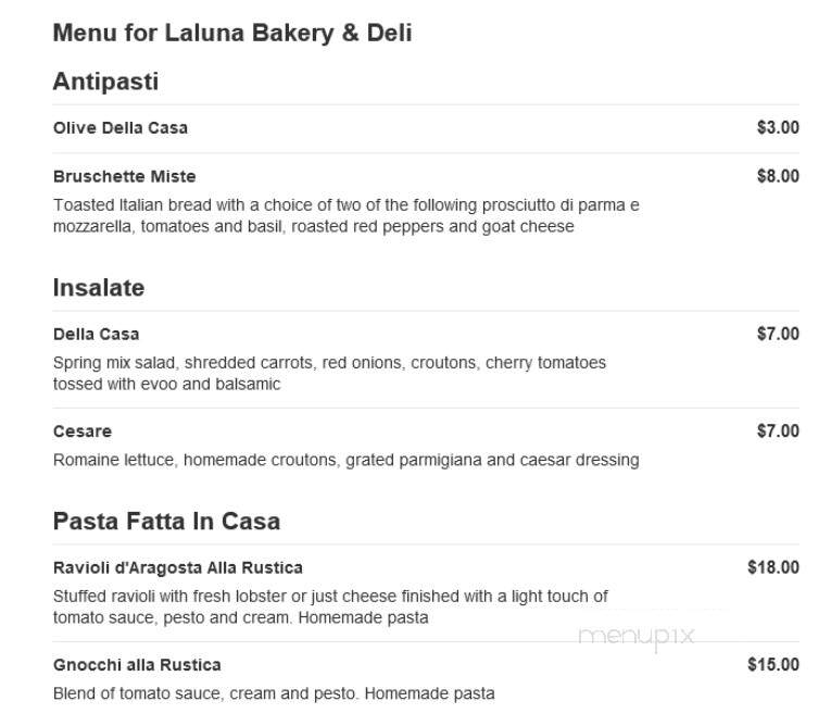 Laluna Bakery & Deli - Canton, GA menu_pic