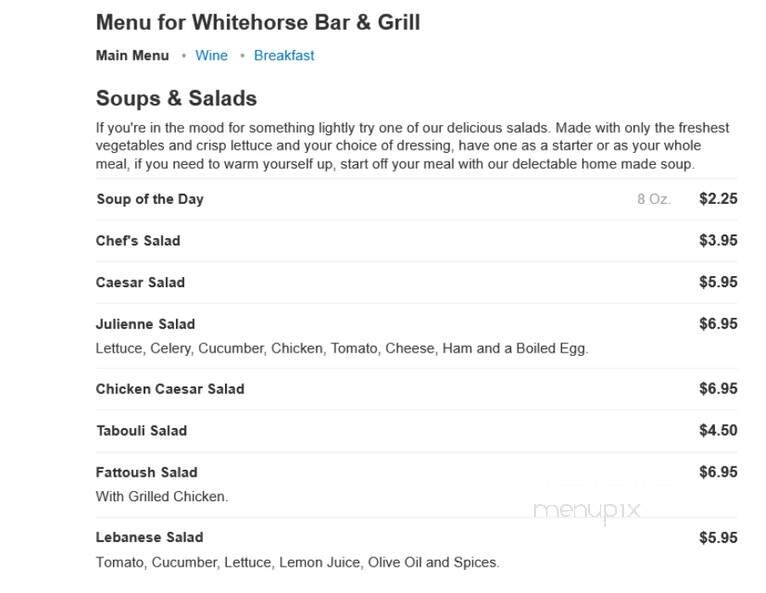 White Horse Bar & Grill - Johnson, NE menu_pic