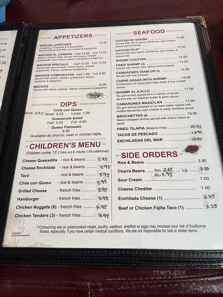 El Vaquero Restaurant - Houston, TX menu_pic