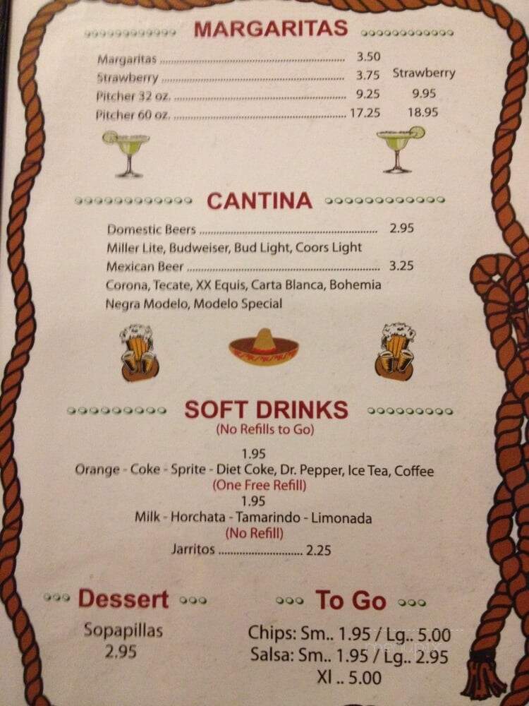 El Vaquero Restaurant - Houston, TX menu_pic