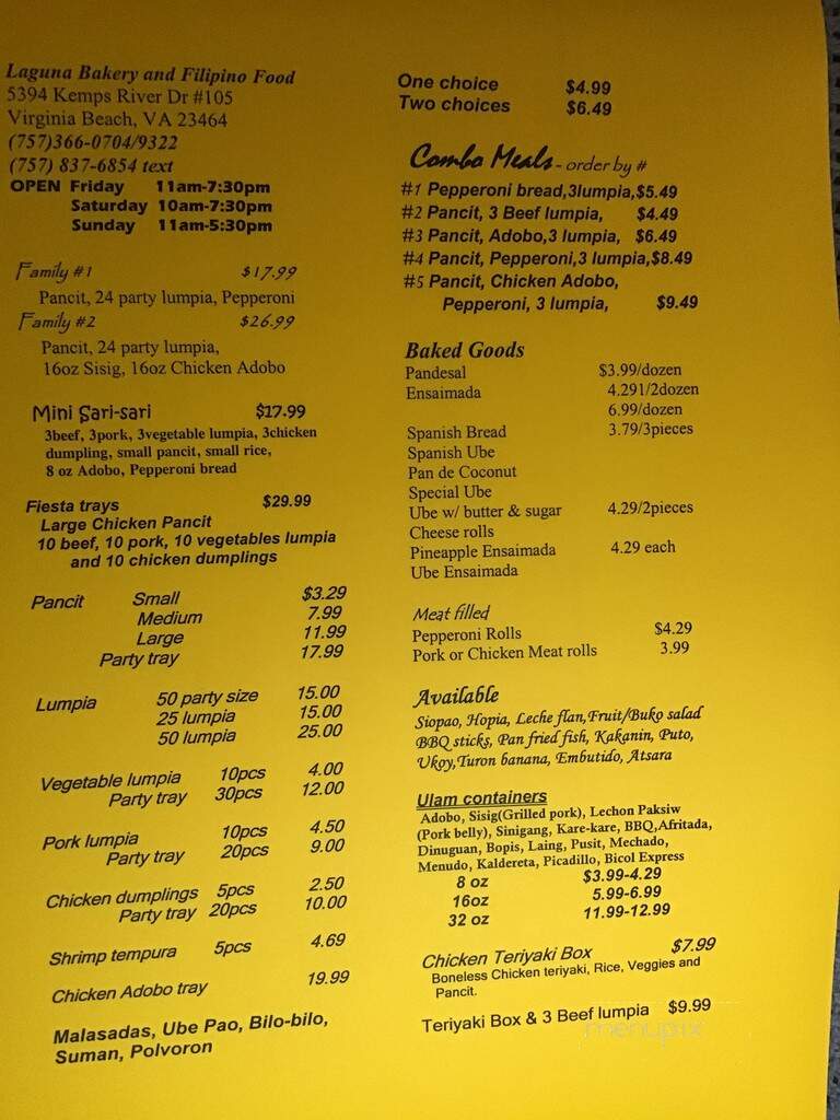 Laguna Bakery - Virginia Beach, VA menu_pic