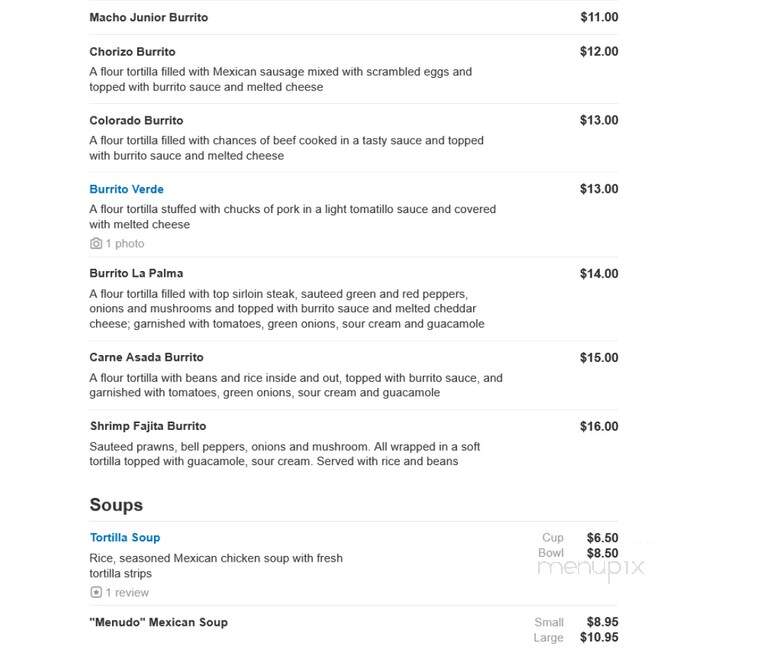 La Palma - Hermiston, OR menu_pic